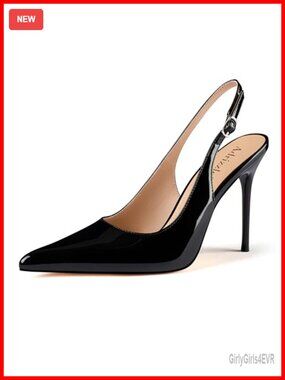 Women's Slingback Stiletto Heels Pointed Toe Pumps Adjustable Buckle